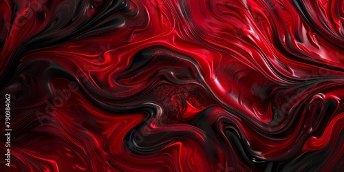 Swirling Scarlet Red and Jet Black Patterns in Abstract Artistic Image. © Majella