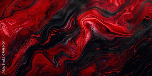 Swirling Scarlet Red and Jet Black Abstract Patterns in Artistic Composition © Majella