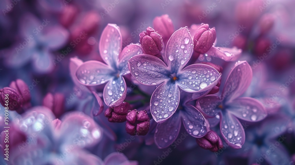 Lush lilac bush in full bloom, its branches weighed down with flowers wet from the rain Lush lilac bush in full bloom, its branches weighed down with flowers wet from the rain