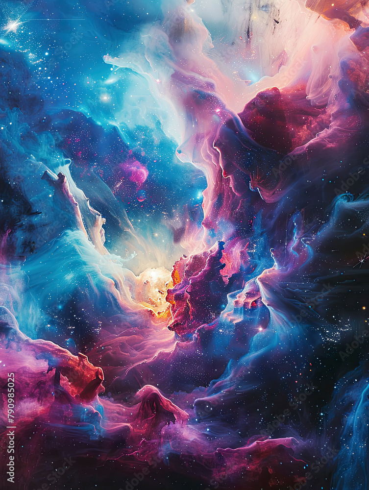Fototapeta premium Psychedelic Explosion Cosmic Nebula Poster