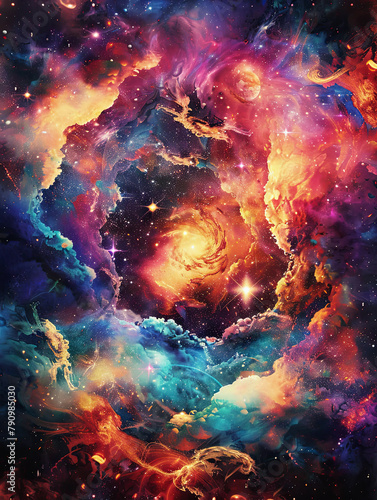 Psychedelic Explosion Cosmic Nebula Poster