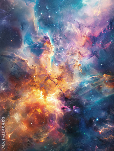 Psychedelic Explosion Cosmic Nebula Poster © Arti