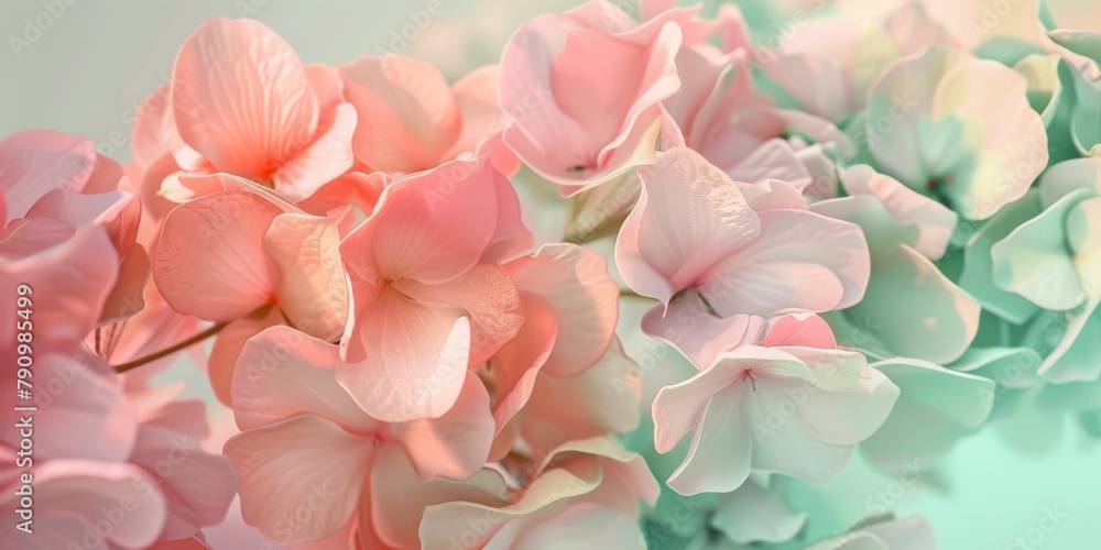 Fototapeta premium Pastel Blush Pink and Mint Green Merge Soft Hues Abstract Art.jpeg