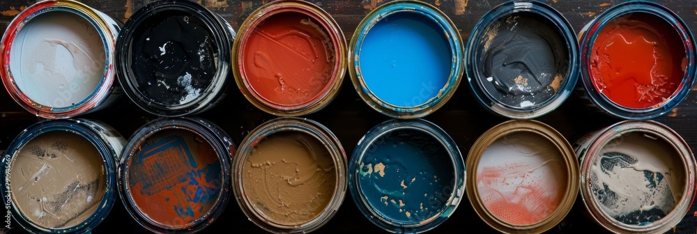 Open cans of paint and matte residue Open cans of paint and matte residue