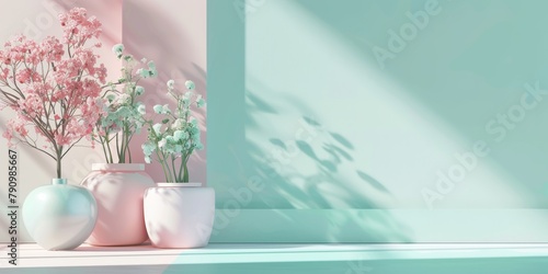 Soft Pastel Blush Pink and Mint Green Merging in Harmonious Beauty