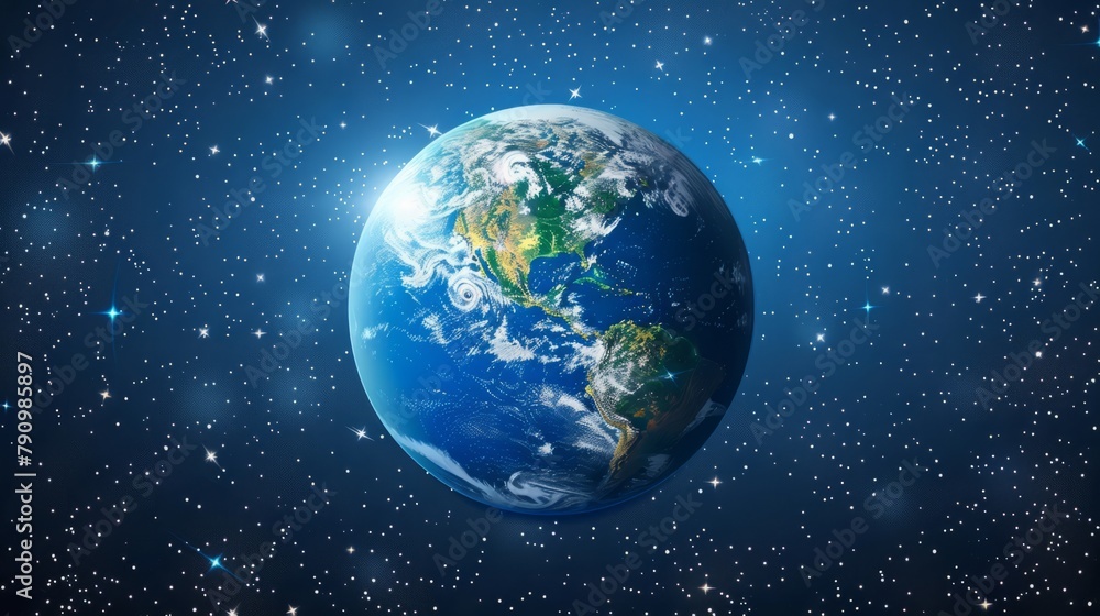 The blue earth in the starry sky The blue earth in the starry sky