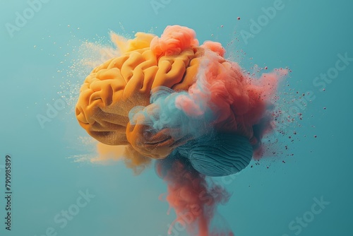 Human brain colorful splash creativity exploding with new ideas plans motivation brainstorm and education concept emotional intelligence mindfulness minds science abstract intellect genius psychology