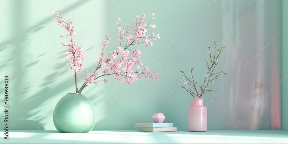 Soft Pastel Blush Pink and Mint Green Abstract Landscape Art Painting Soft Pastel Blush Pink and Mint Green Abstract Landscape Art Painting