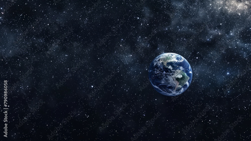 Obraz premium The blue earth in the starry sky