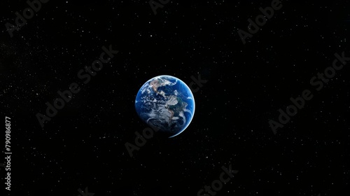 The blue earth in the starry sky