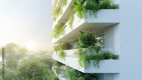 Design sostenibile dell'edificio, con balconi dal verde lussureggiante, che fonde la natura con la vita urbana photo
