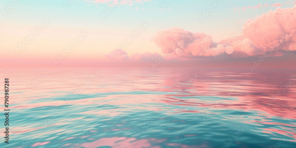 Soft Coral Pink and Sky Blue Gradient Blend Artwork.