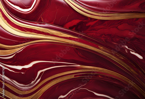 Close up marble texture. Burgundy marble texture with gold and streaks and patterns. Burgundy and gold marble texture background.