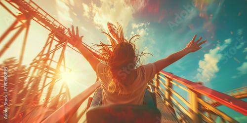 Bipolar Disorder: The Rollercoaster Mood Swings and Identity Shifts - Picture a person on a rollercoaster with extreme mood swings and shifting sense of identity, illustrating the highs and lows of bi photo