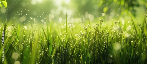 Green grass serves as a natural backdrop with its fresh spring hues. photo