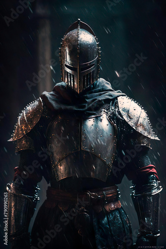 Retrato de um poderoso cavaleiro medieval