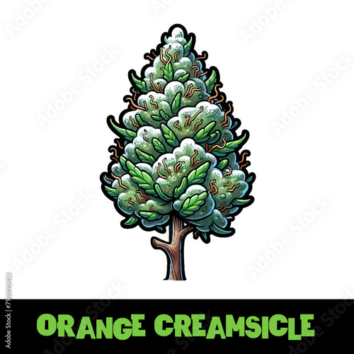 Vector Illustrated Orange Creamscicle Cannabis Bud Strain Cartoon
