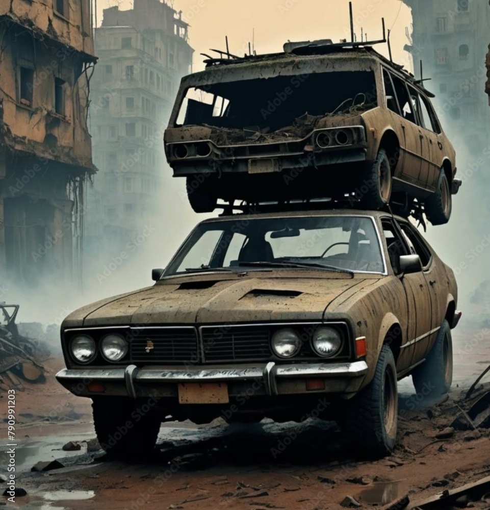 Obraz premium old car in the desert