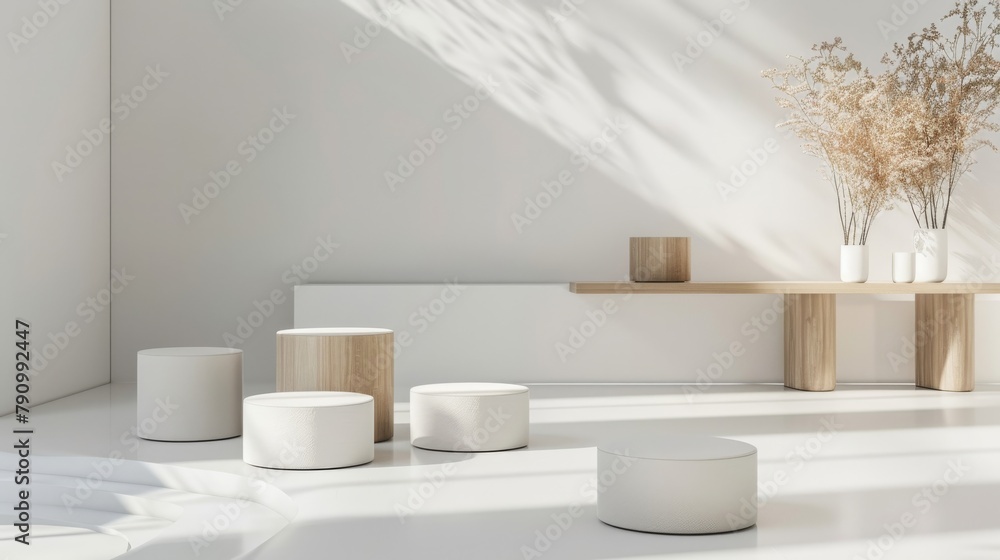 custom made wallpaper toronto digitalDynamic array of small podiums in a minimal white space, versatile and interactive for group displays.