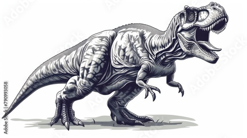 Hand drawn illustration of a dinosaur  on a pristine white background