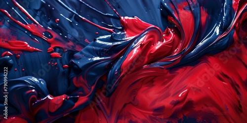 Bold Cherry Red and Midnight Blue Abstract ArtworkStriking Strokes
