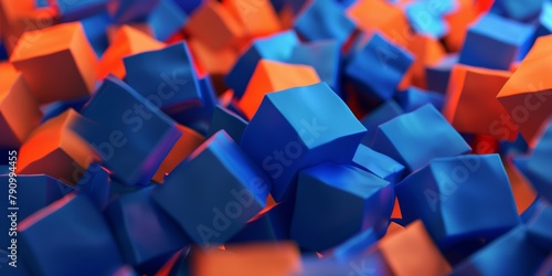 Bold Cobalt Blue & Fiery Orange Collision: Abstract Geometric Artwork