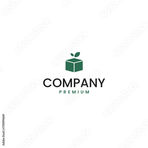 Box with leaf logo design illustration idea