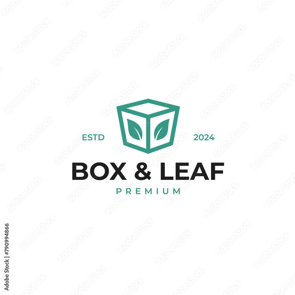 Box with leaf logo design illustration idea Box with leaf logo design illustration idea