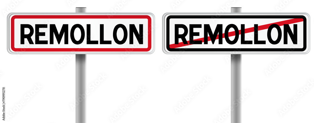 Panneau de REMOLLON à l'Entrée et à la Sortie - Fond Transparent ou Blanc Disponible