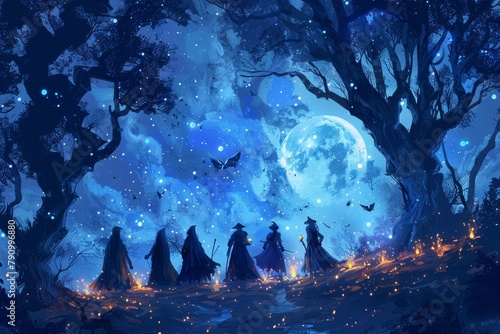 Walpurgis Night, illustration, design, drawing, postcard