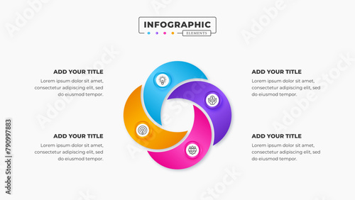 Vector business circular infographic presentation design template with 4 steps or options