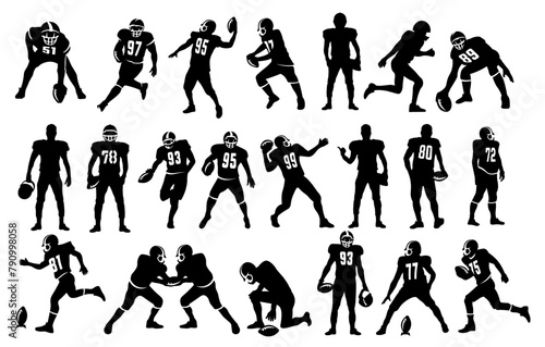Football Player Silhouette Bundle, American football players SVG, Football SVG, Cut file