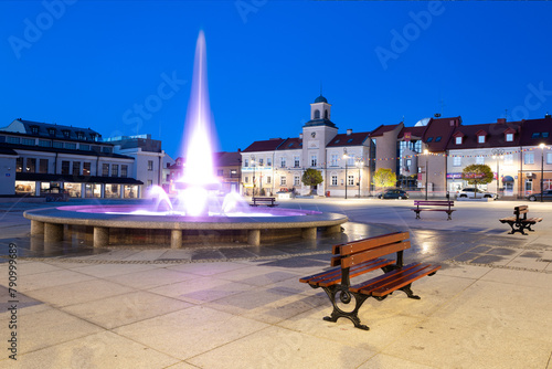 2023-04-30; market square in the evening Lomza Poland