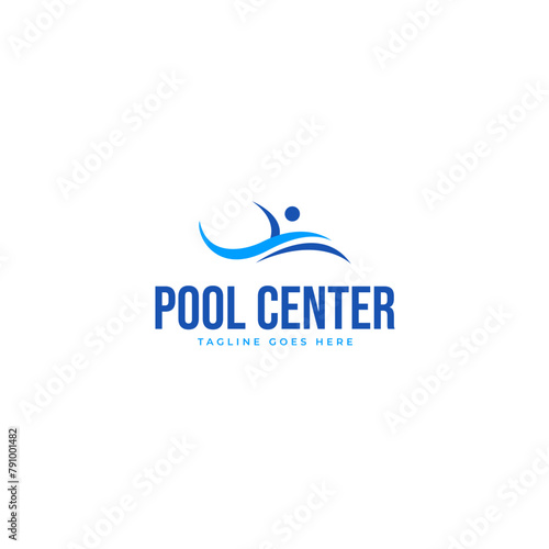 Pool center logo design for swimming pool, beach, diving and another water sport illustration idea