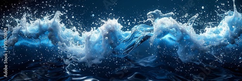 Waves crash and splash, blending shades of blue and white, capturing the raw energy and power of nature. photo