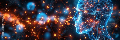 A futuristic digital brain network connecting minds with glowing intelligence in cyberspace.