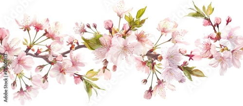 Cherry blossom flowers on a white background.