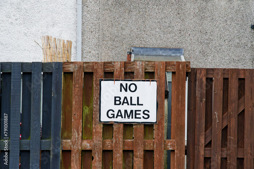 No ball games sign at housing estate
