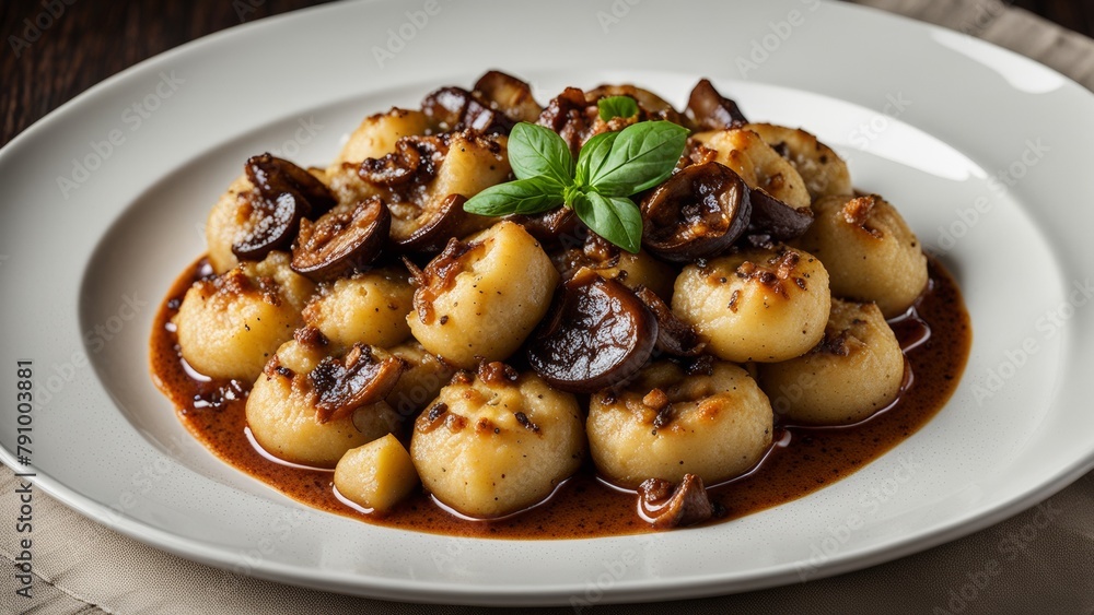 Gnocchi with mushrooms and Marsala sauce. Gnocchi with mushrooms and Marsala sauce.
