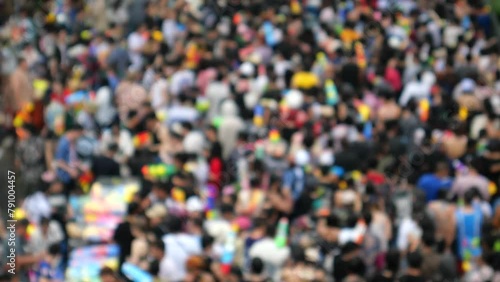 Wallpaper Mural Songkran in Thailand, Traditional Thai New Year Festival. Songkran is inscribed as the UNESCO’s Intangible Cultural Heritage event for Humanity from Thailand. People play water and use water guns.  Torontodigital.ca