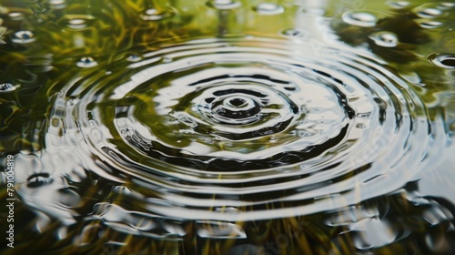 Raindrops falling on a tranquil pond  creating concentric circles that ripple outwards in mesmerizing patterns. 