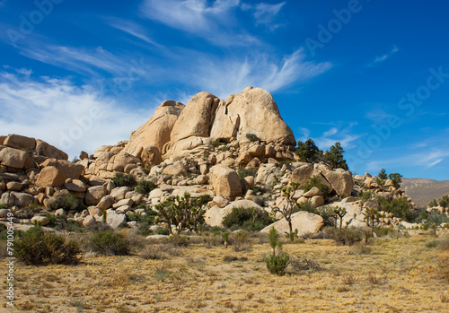 Mountain of boulders and rocks overview in Barker Dam trail, Joshua Tree National Park, CA,United States. Travel concept