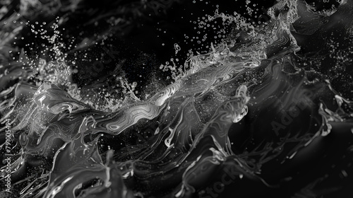 Voided Monochrome: Abstract 3D Waves. Generative AI photo