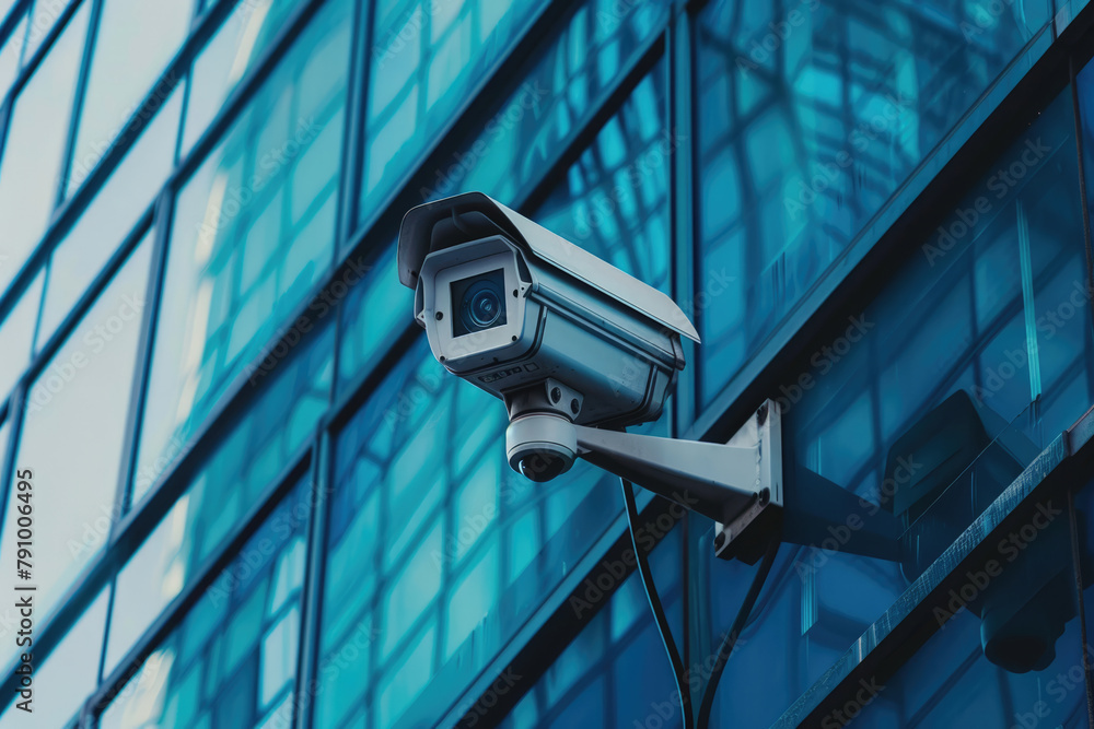Surveillance camera on the facade of a building Surveillance camera on the facade of a building