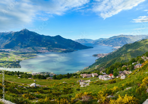 Alpine Lake Como summer  view from mountain top (Italy)