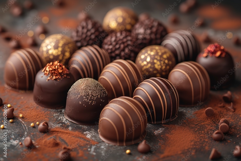Decadent Chocolate Truffles on Table Decadent Chocolate Truffles on Table