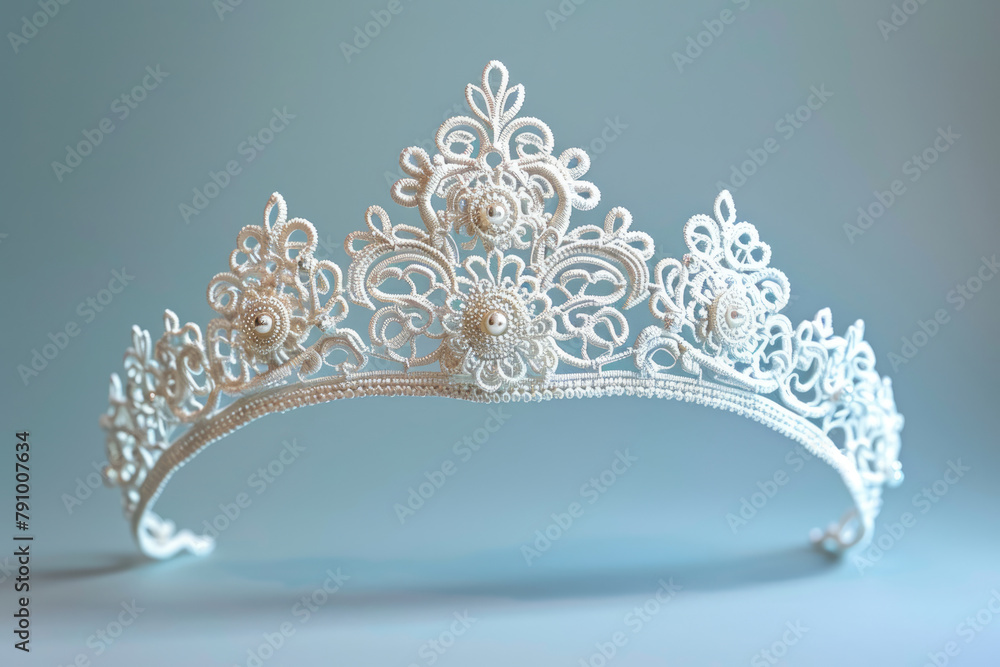 White crocheted crown Irish lace White crocheted crown Irish lace