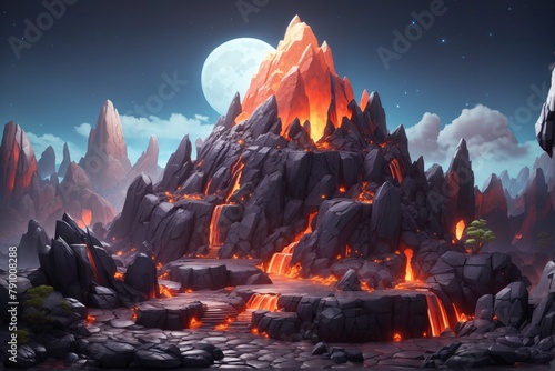 Lava Landscape Background, Lava Flow Wallpaper, Volcano Background, Lava Volcano Mountain Scenery, magma background, Lava Bursting from Crust, flowing lava, volcano eruption, AI Generative