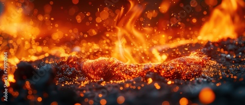 Fiery Eruption: A Close-Up of Bright Orange Flames
