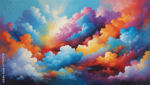 Vibrant Abstract Painting Capturing the Essence of a Colorful Cloud.